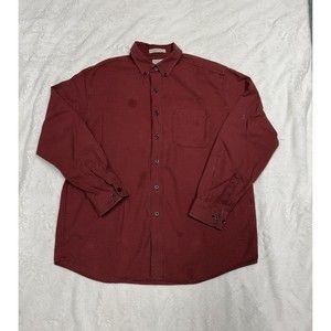 LL BEAN Flannel Button Down Shirt Mens Size Large L-REG Red & Black Houndstooth